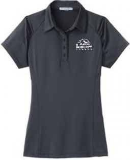 Ladies Fine Stripe Performance Polo, Graphite/Black